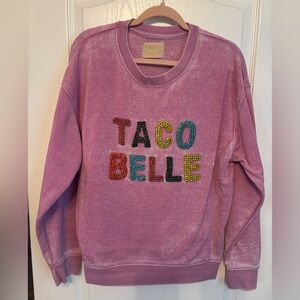 Judith March Pink Embellished 'TACO BELLE' Crewneck Sweatshirt